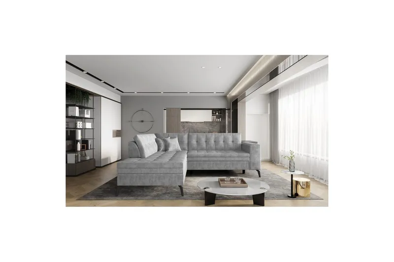 Seksjon Eltap Lanvin 260x210x93 cm - Leve 4, Grå, Venstre - Møbler - Sofaer - Sofa med sjeselong