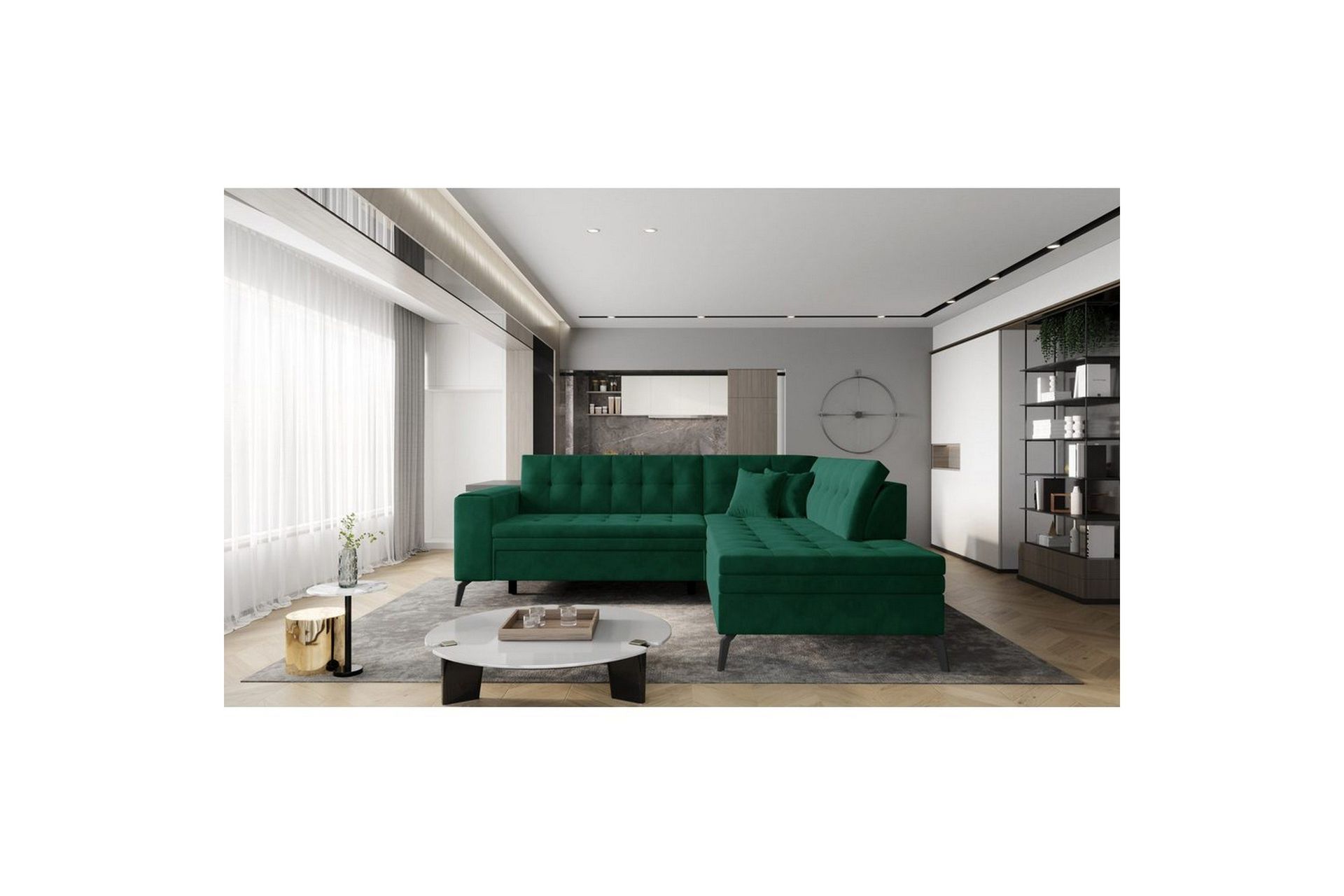 Seksjon Eltap Lanvin 260x210x93 cm - Lukso 35, Mørk grønn, Høyre