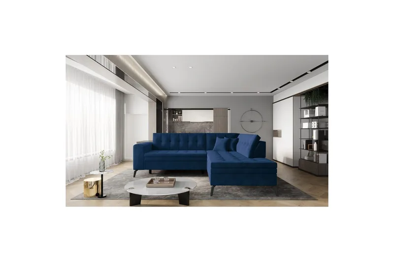 Seksjon Eltap Lanvin 260x210x93 cm - Lukso 40, Mørk blå, Høyre - Møbler - Sofaer - Sofa med sjeselong