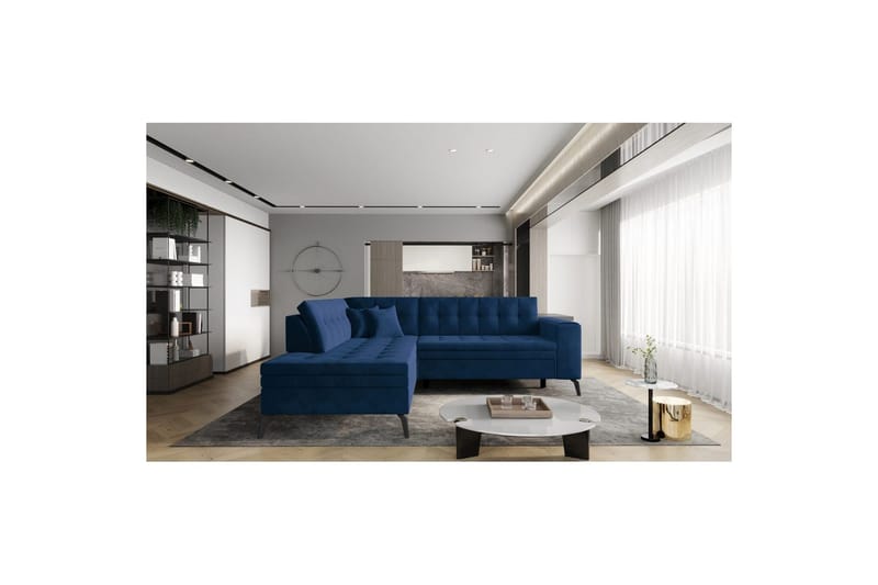 Seksjon Eltap Lanvin 260x210x93 cm - Lukso 40, Mørk blå, Venstre - Møbler - Sofaer - Sofa med sjeselong
