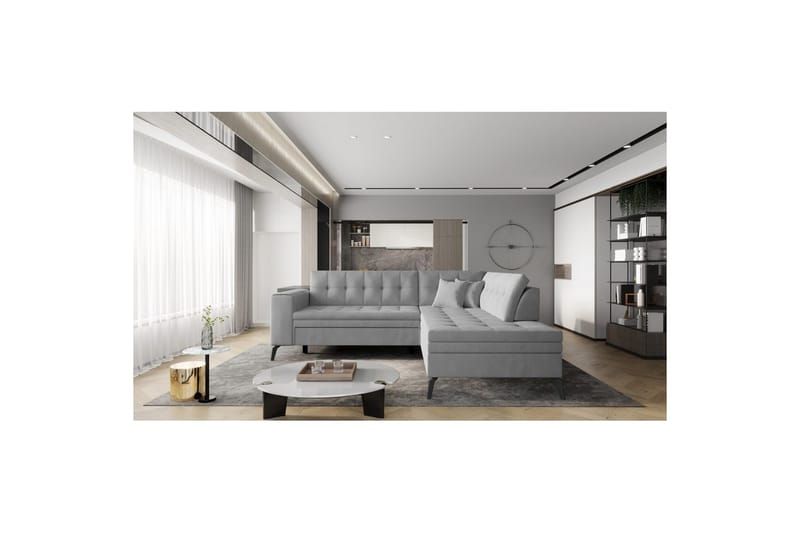 Seksjon Eltap Lanvin 260x210x93 cm - Nube 3, Lys Grå, Høyre - Møbler - Sofaer - Sofa med sjeselong