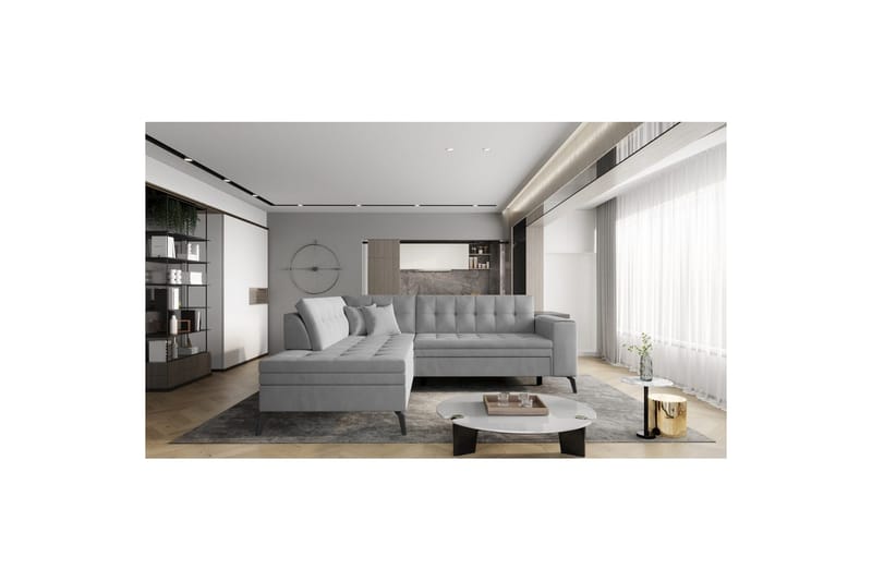 Seksjon Eltap Lanvin 260x210x93 cm - Nube 3, Lys Grå, Venstre - Møbler - Sofaer - Sofa med sjeselong