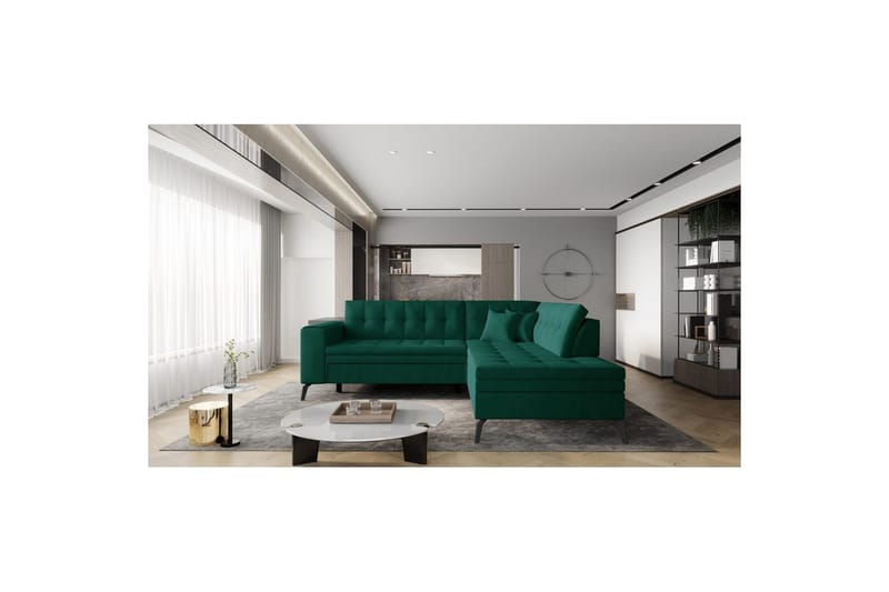 Seksjon Eltap Lanvin 260x210x93 cm - Nube 35, Grønn, Høyre - Møbler - Sofaer - Sofa med sjeselong