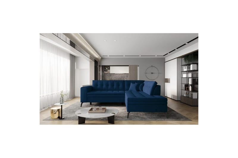 Seksjon Eltap Lanvin 260x210x93 cm - Nube 40, Blå, Høyre - Møbler - Sofaer - Sofa med sjeselong