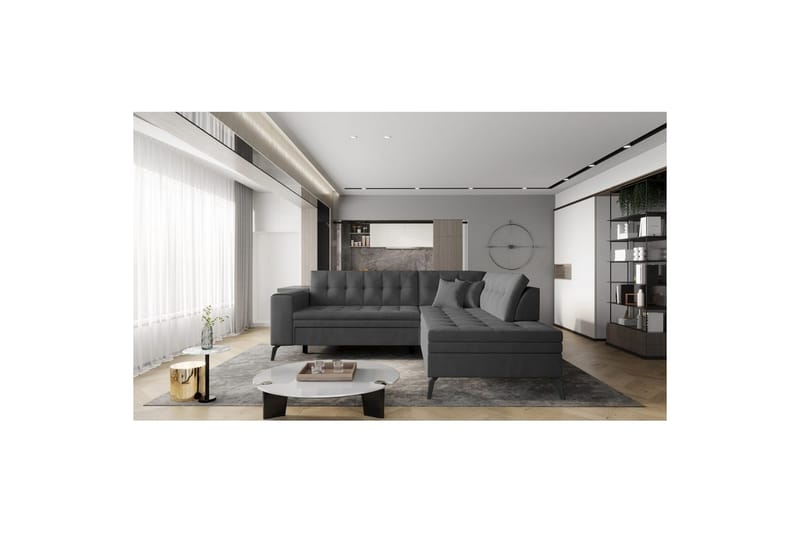 Seksjon Eltap Lanvin 260x210x93 cm - Nube 6, Mørkegrå, Høyre - Møbler - Sofaer - Sofa med sjeselong