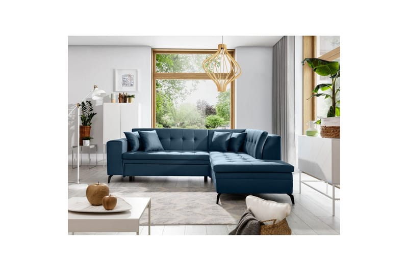 Seksjon Eltap Lanvin 260x210x93 cm - Savoi 40, Blå, Høyre - Møbler - Sofaer - Sofa med sjeselong