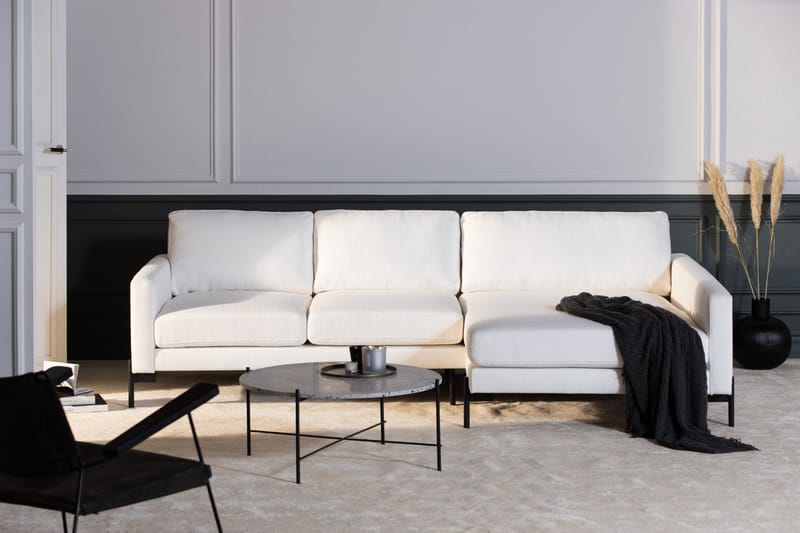 Skonsam Divansofa Høyre - Hvit - Sofa med sjeselong - 4 seters sofa med divan