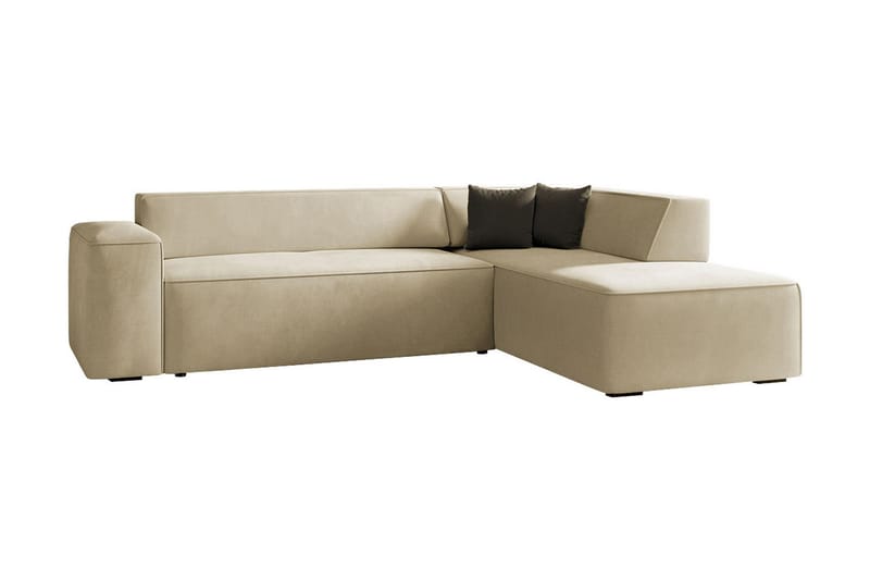 Slucajno 6-seters Sofa Venstre - Beige - Sofa med sjeselong - 4 seters sofa med divan - Fløyel sofaer