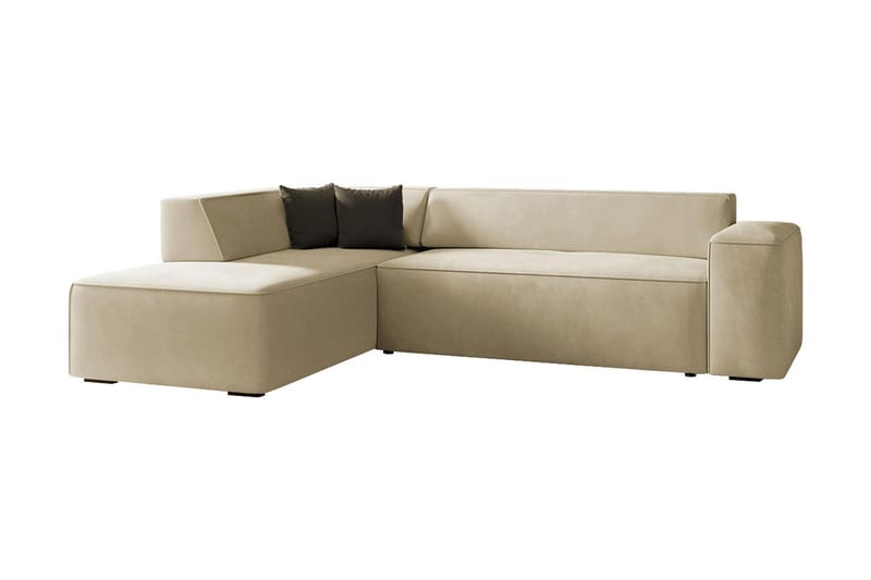 Slucajno 6-seters Sofa Venstre - Beige - Sofa med sjeselong - 4 seters sofa med divan - Fløyel sofaer