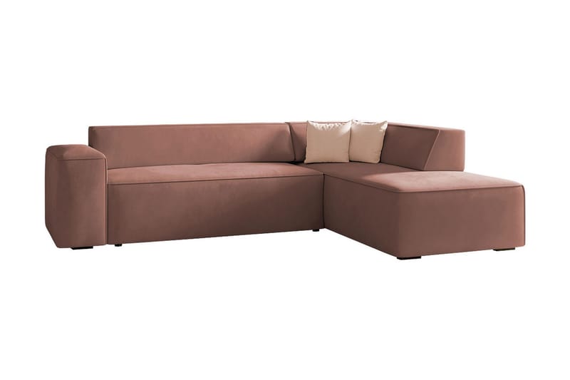 Slucajno 6-seters Sofa Venstre - Rosa - Sofa med sjeselong - 4 seters sofa med divan - Fløyel sofaer