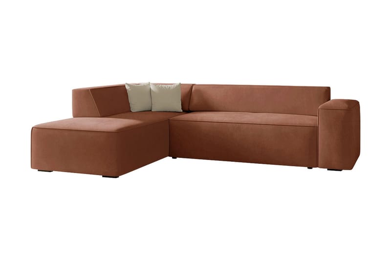 Slucajno 6-seters Sofa Venstre - Rosa - Sofa med sjeselong - 4 seters sofa med divan - Fløyel sofaer