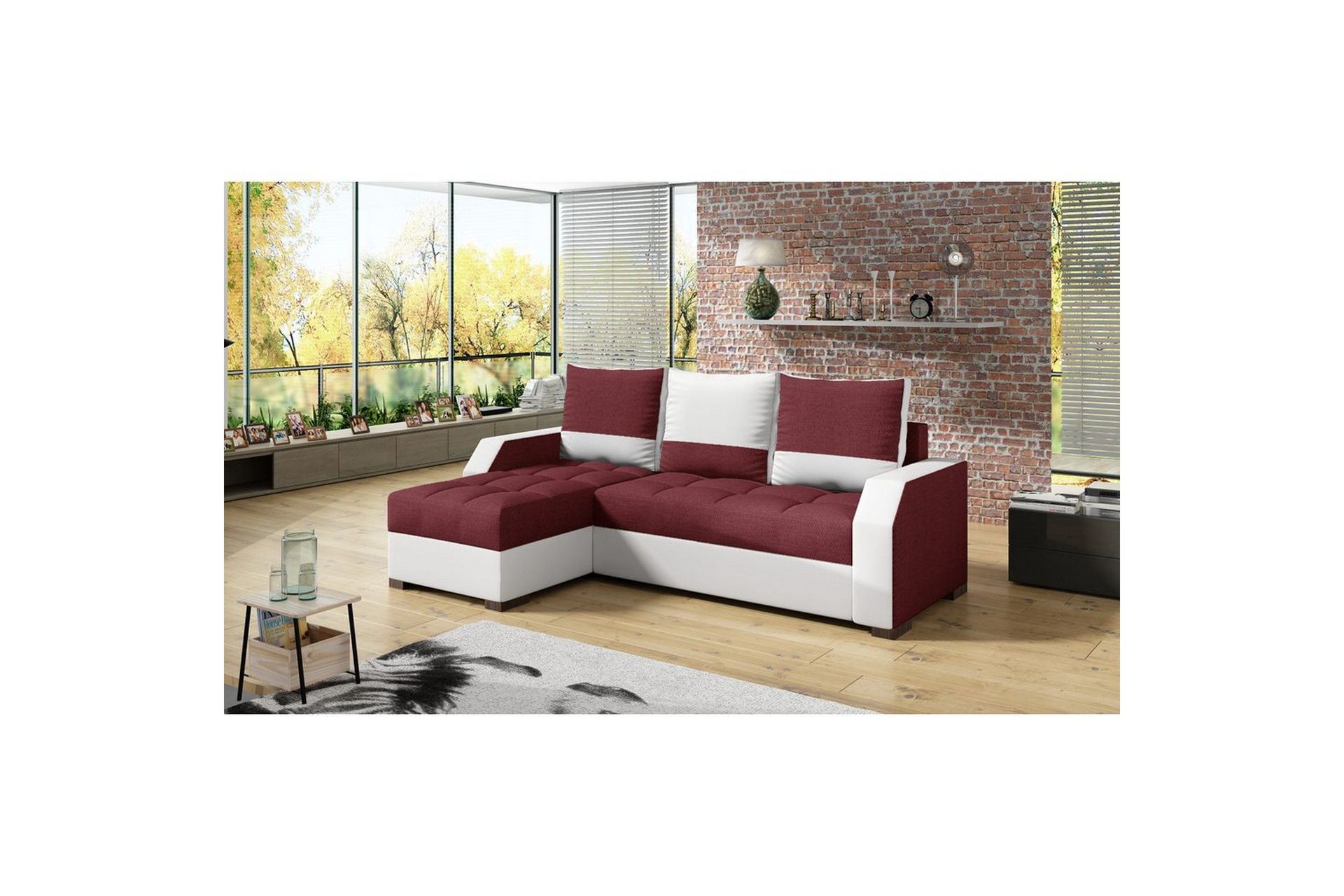 Sofa Eltap Aris 250x90 x150 cm - Malmo Ny 63, Soft 17, Rød, Hvit
