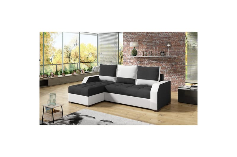 Sofa Eltap Aris 250x90 x150 cm - Malmo Ny 96, Soft 17, Svart, Hvit - Møbler - Sofaer - Sofa med sjeselong