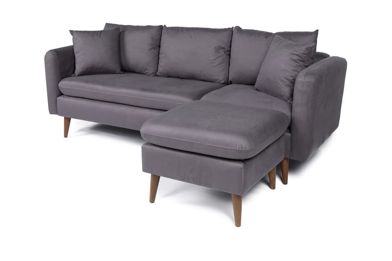 Sofiko Divansofa Høyre - Antrasitt/Natur - Sofa med sjeselong - 4 seters sofa med divan