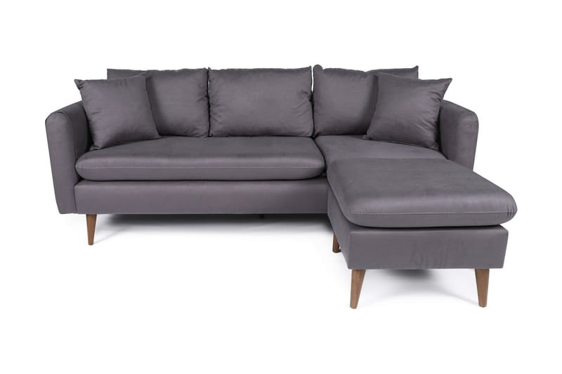 Sofiko Divansofa Høyre - Antrasitt/Natur - Sofa med sjeselong - 4 seters sofa med divan