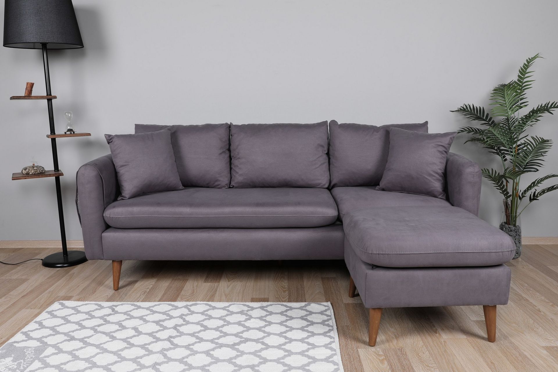 Sofiko Divansofa Høyre - Antrasitt/Natur - Møbler - Sofaer - Sofa med sjeselong