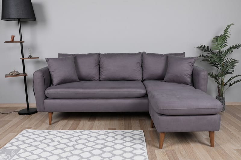 Sofiko Divansofa Høyre - Antrasitt/Natur - Sofa med sjeselong - 4 seters sofa med divan