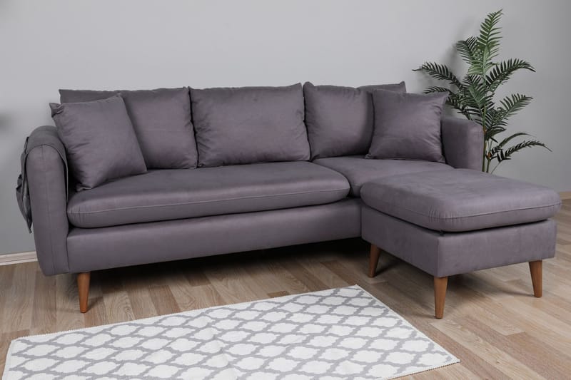 Sofiko Divansofa Høyre - Antrasitt/Natur - Møbler - Sofaer - Sofa med sjeselong