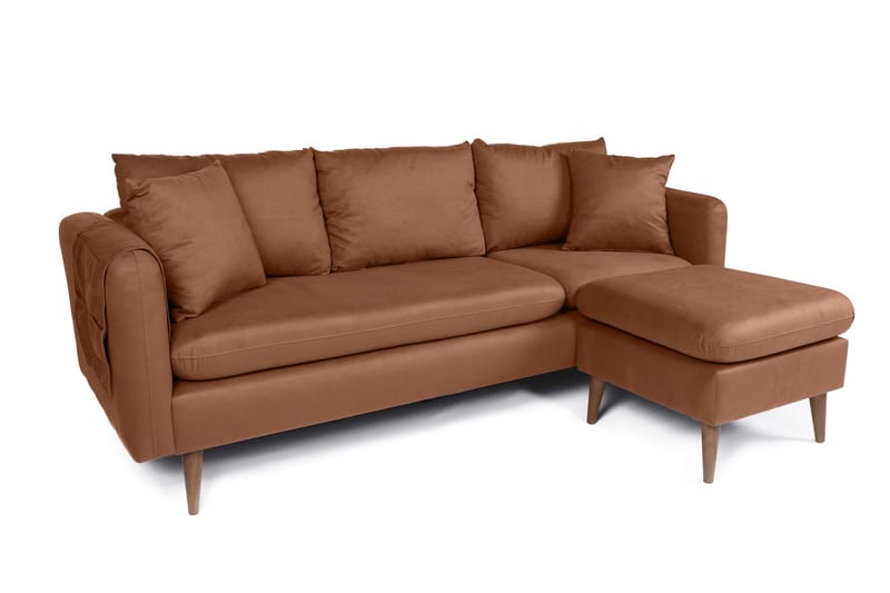 Sofiko Divansofa Høyre - Brun/Natur - Sofa med sjeselong - 4 seters sofa med divan