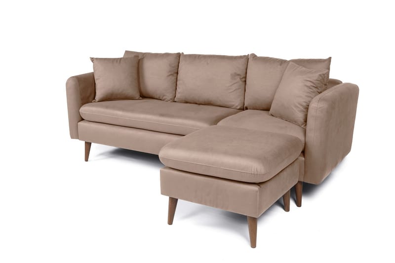 Sofiko Divansofa Høyre - Brun/Natur - Sofa med sjeselong - 4 seters sofa med divan