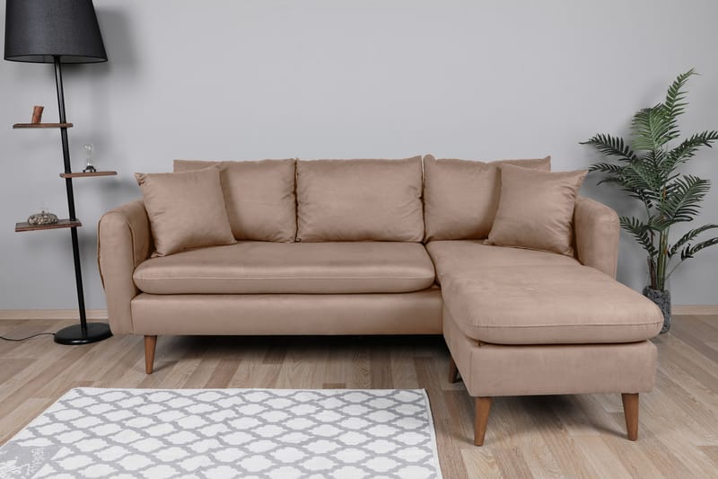 Sofiko Divansofa Høyre - Brun/Natur - Sofa med sjeselong - 4 seters sofa med divan