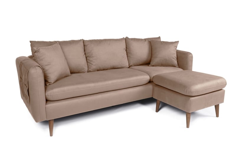 Sofiko Divansofa Høyre - Brun/Natur - Sofa med sjeselong - 4 seters sofa med divan