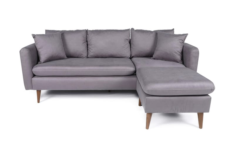 Sofiko Divansofa Høyre - Grå/Natur - Sofa med sjeselong - 4 seters sofa med divan