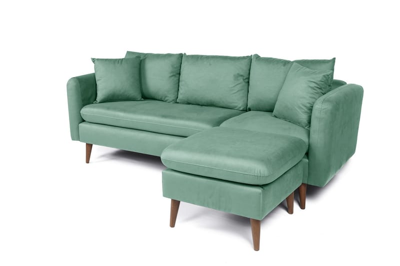 Sofiko Divansofa Høyre - Havsgrønn/Natur - Sofa med sjeselong - 4 seters sofa med divan