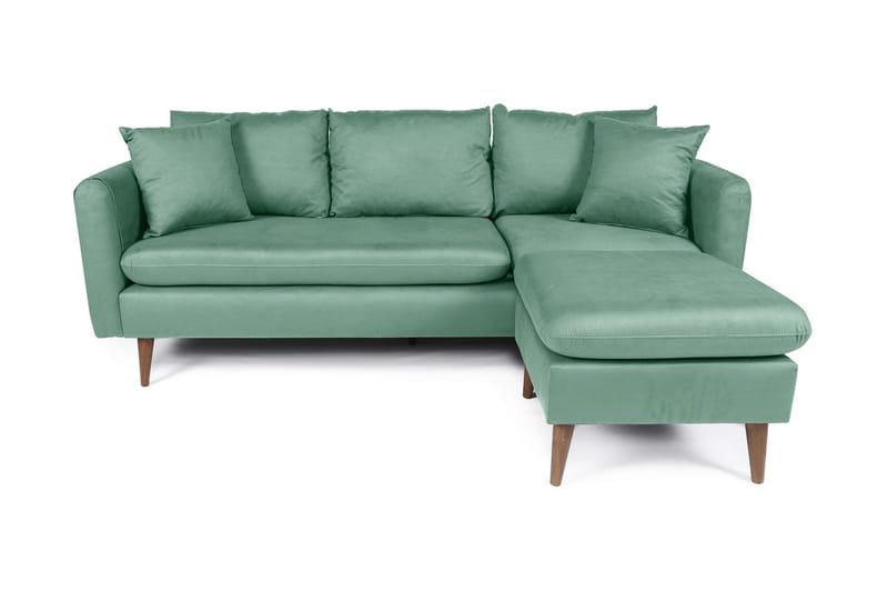 Sofiko Divansofa Høyre - Havsgrønn/Natur - Sofa med sjeselong - 4 seters sofa med divan