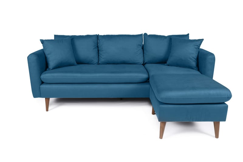 Sofiko Divansofa Høyre - Mørkeblå/Natur - Sofa med sjeselong - 4 seters sofa med divan