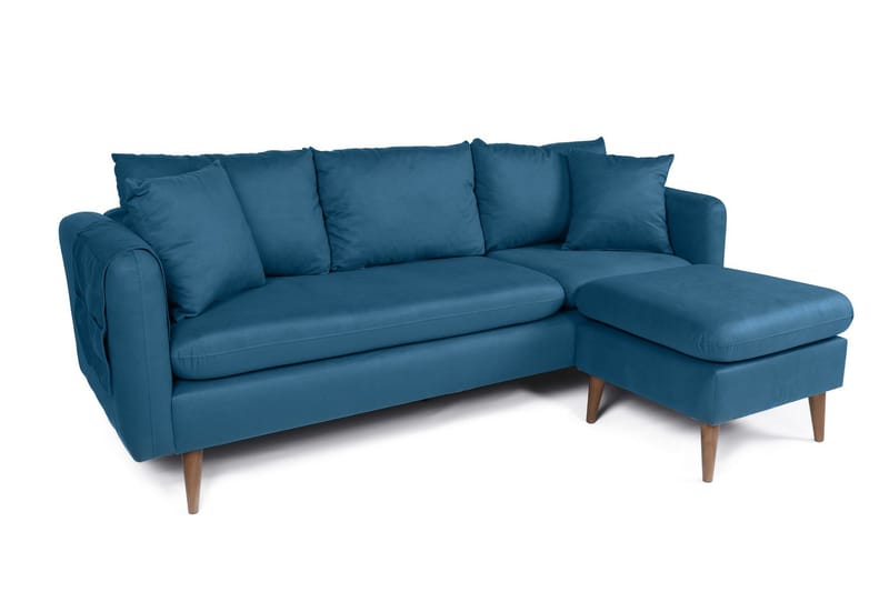 Sofiko Divansofa Høyre - Mørkeblå/Natur - Møbler - Sofaer - Sofa med sjeselong