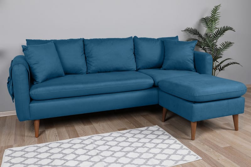 Sofiko Divansofa Høyre - Mørkeblå/Natur - Møbler - Sofaer - Sofa med sjeselong