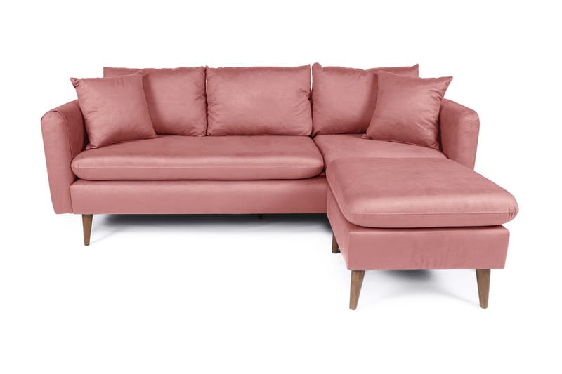 Sofiko Divansofa Høyre - Rosa/Natur - Sofa med sjeselong - 4 seters sofa med divan
