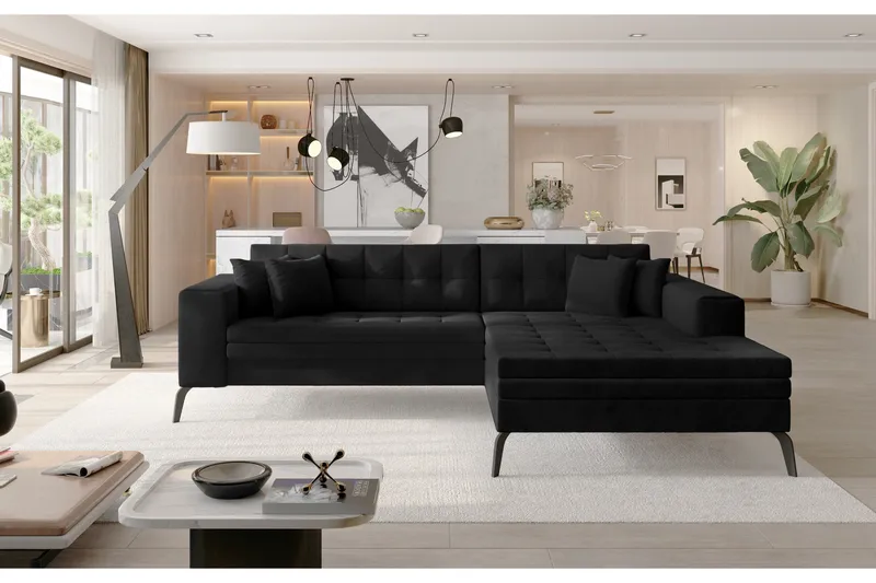 Solangis Divansofa Høyre - Svart - Møbler - Sofaer - Sofa med sjeselong