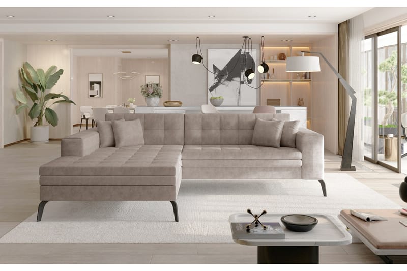 Solangis Divansofa Venstre - Beige - Møbler - Sofaer - Sofa med sjeselong