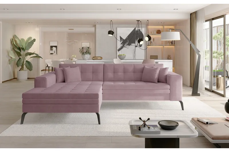 Solangis Divansofa Venstre - Lyserosa - Møbler - Sofaer - Sofa med sjeselong