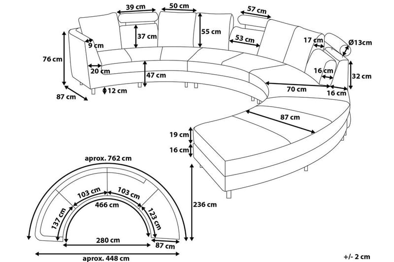 Sovesofa 448 cm - Brun - Sofa med sjeselong