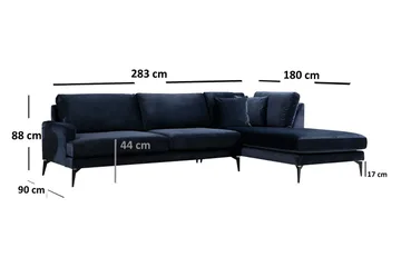 Stacker Hjørnesofa med Divan Høyre - Blå - Møbler - Sofaer - Sofa med sjeselong