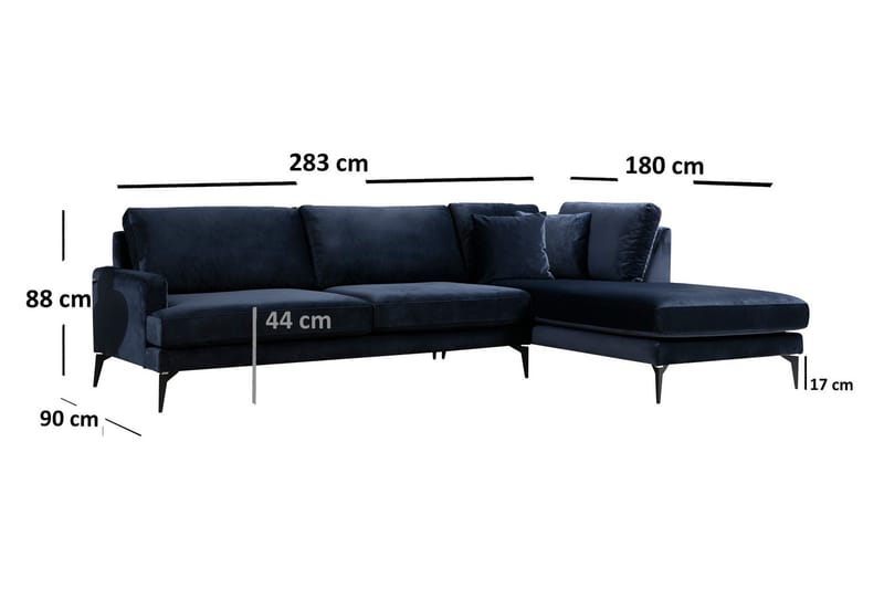 Stacker Hjørnesofa med Divan Høyre - Blå - Møbler - Sofaer - Sofa med sjeselong