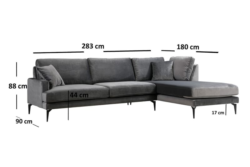 Stacker Hjørnesofa med Divan Høyre - Svart - Sofa med sjeselong