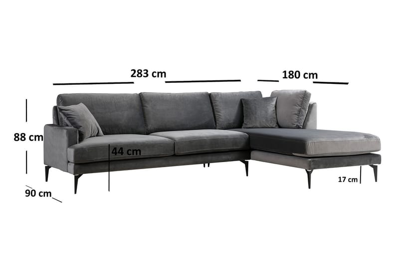 Stacker Hjørnesofa med Divan Høyre - Svart - Møbler - Sofaer - Sofa med sjeselong
