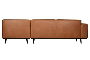 Statement 3-seter Høyre Hjørnesofa med Sjeselong i Kunstlær med Trebein - Cognac - Møbler - Sofaer - Sofa med sjeselong