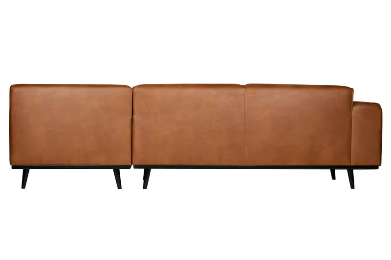 Statement 3-seter Høyre Hjørnesofa med Sjeselong i Kunstlær med Trebein - Cognac - Møbler - Sofaer - Sofa med sjeselong