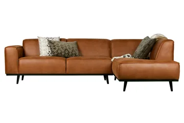 Statement 3-seter Høyre Hjørnesofa med Sjeselong i Kunstlær med Trebein - Cognac - Møbler - Sofaer - Sofa med sjeselong