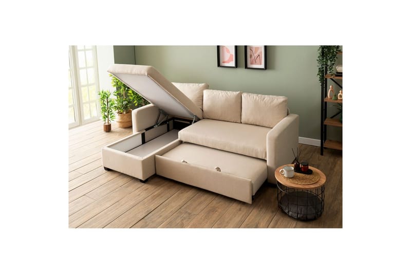 Tareen Sofa med Divan 3-seter - Beige - Møbler - Sofaer - Sofa med sjeselong