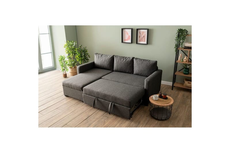 Tareen Sofa med Divan 3-seter - Mørkegrå - Møbler - Sofaer - Sofa med sjeselong
