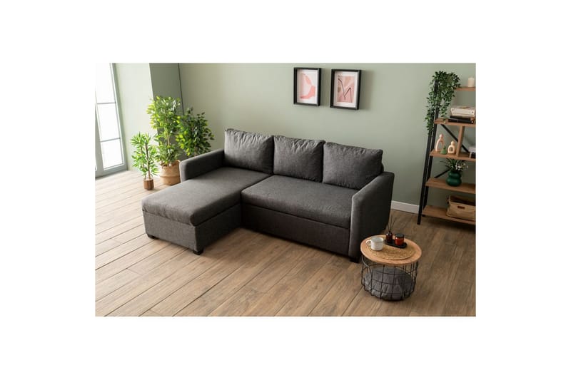 Tareen Sofa med Divan 3-seter - Mørkegrå - Møbler - Sofaer - Sofa med sjeselong