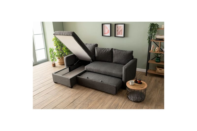 Tareen Sofa med Divan 3-seter - Mørkegrå - Møbler - Sofaer - Sofa med sjeselong