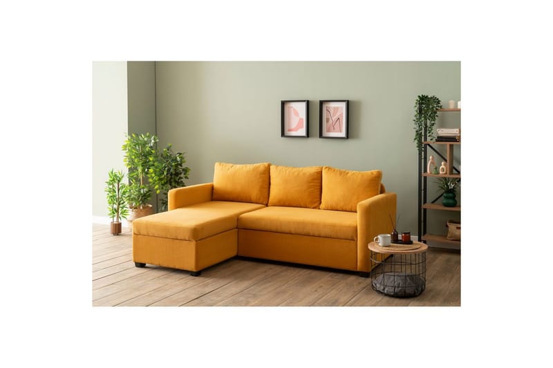 Tareen Sofa med Divan 3-seter - Sennepsgul - Møbler - Sofaer - Sofa med sjeselong