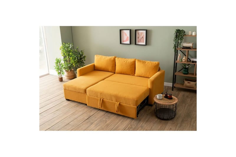Tareen Sofa med Divan 3-seter - Sennepsgul - Møbler - Sofaer - Sofa med sjeselong